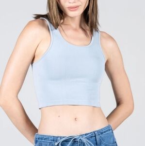 C'est Moi Bamboo rayon Blue Crop Tank Top